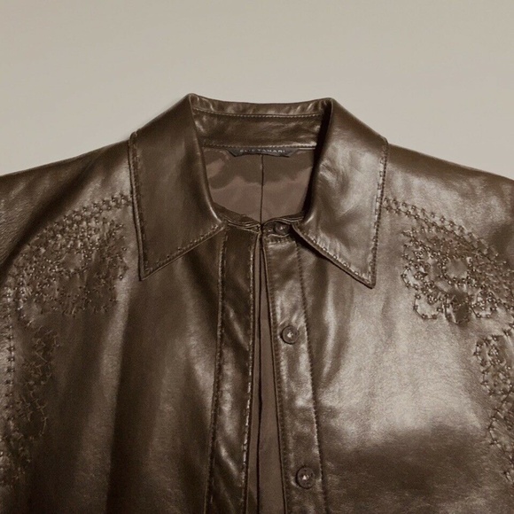 Rare NWT $898 ELIE TAHARI Jacket Size S Genuine Leather Brown Embroidery - Small - Picture 13 of 13